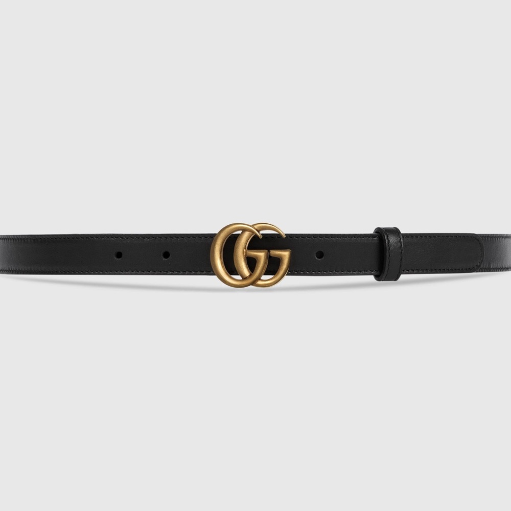 Gucci Slim Leather Belt with Double G buckle
